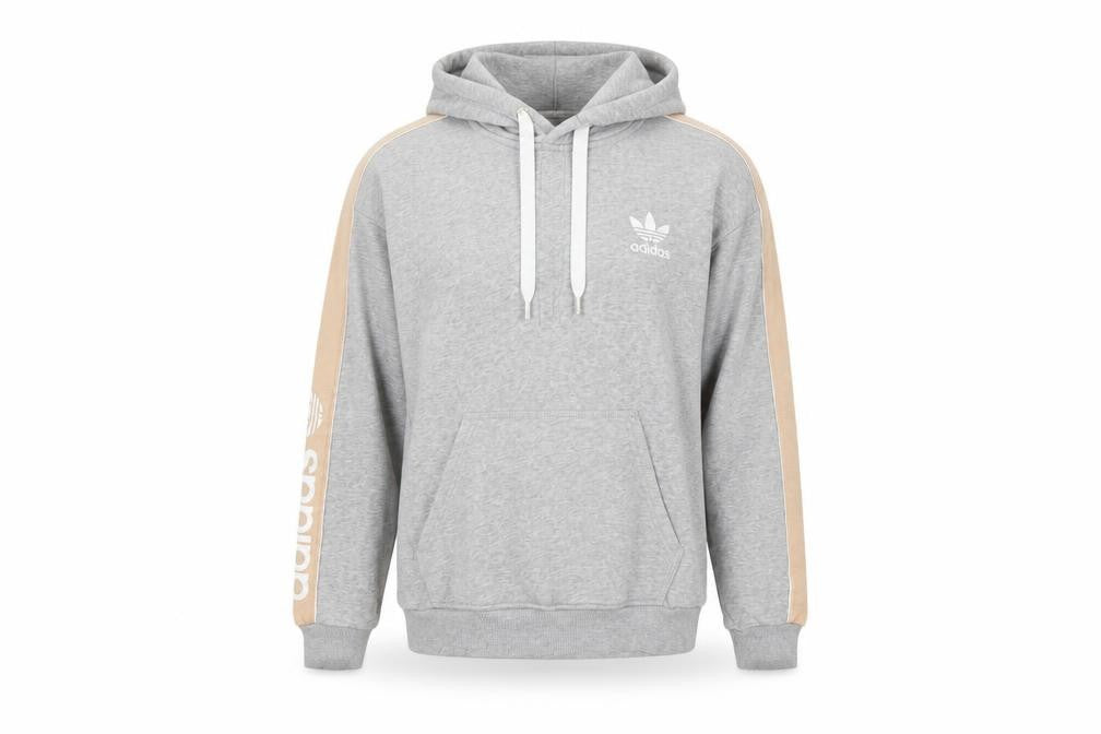 Adidas Women Grey Beige Logo Pullover Hoodie UK 12