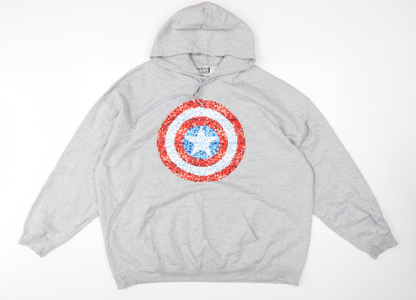 Marvel Men's Grey 3XL Captain America Graphic Pullover Hoodie