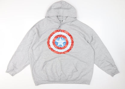 Marvel Men's Grey 3XL Captain America Graphic Pullover Hoodie