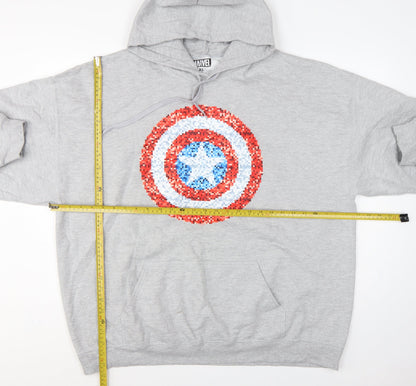 Marvel Men's Grey 3XL Captain America Graphic Pullover Hoodie