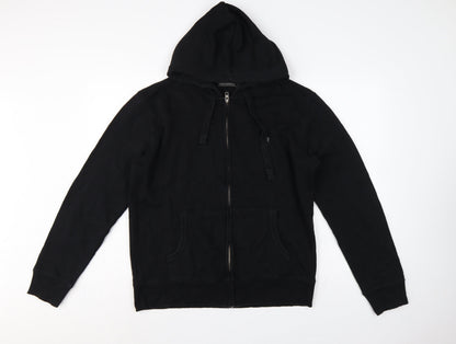 French Connection Men Black M Full Zip Hooded Fleece Hoodie