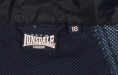 Lonsdale Women Blue UK 18 Hooded Track Jacket Full Zip Colourblock
