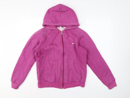 Nike Women Pink M Full Zip Hooded Fleece Hoodie Logo