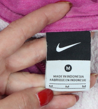 Nike Women Pink M Full Zip Hooded Fleece Hoodie Logo