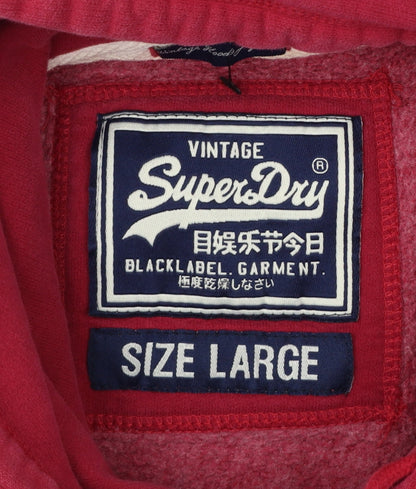Superdry Women’s Red Logo Pullover Hoodie Size L Cotton Blend