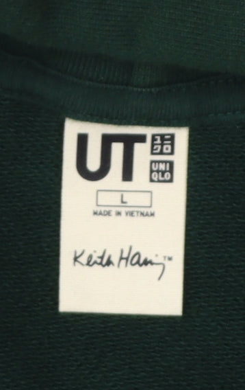 Uniqlo UT Keith Haring Unisex Green L Pullover Hoodie Skateboard Logo