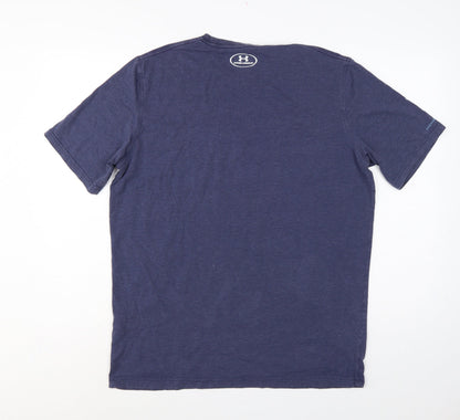 Under Armour Men’s Blue L HeatGear Logo Graphic Sports T-Shirt