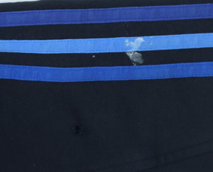 Adidas Men Black L Full Zip Hoodie Blue Striped Logo Sports