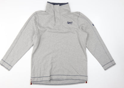 Brakeburn Men’s Grey XL Button Neck Fleece Sweatshirt Embroidered Logo