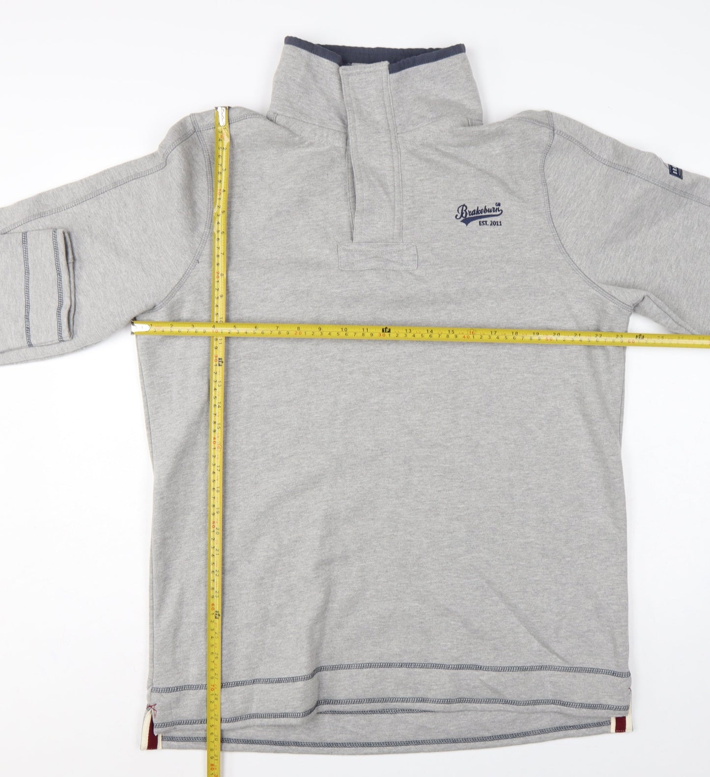 Brakeburn Men’s Grey XL Button Neck Fleece Sweatshirt Embroidered Logo