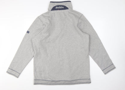 Brakeburn Men’s Grey XL Button Neck Fleece Sweatshirt Embroidered Logo