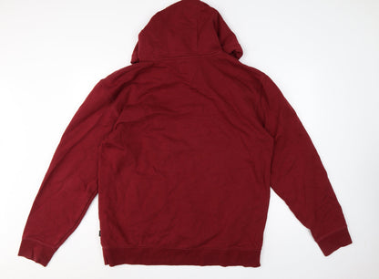 Vans Men’s Red XL Pullover Hoodie Logo Fleece Kangaroo Pocket