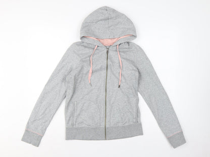 Boden Women’s Grey Pink Full Zip Hooded Hoodie UK 6 Cotton Blend