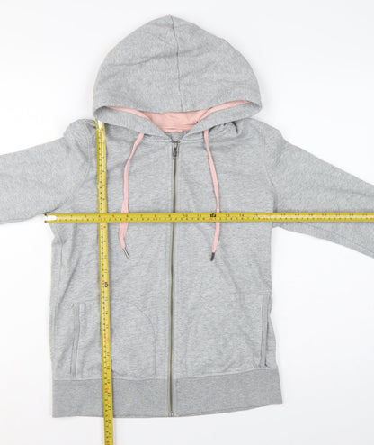 Boden Women’s Grey Pink Full Zip Hooded Hoodie UK 6 Cotton Blend