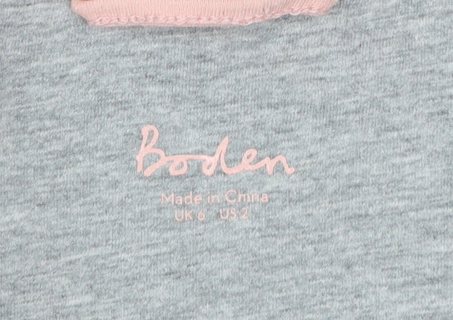 Boden Women’s Grey Pink Full Zip Hooded Hoodie UK 6 Cotton Blend