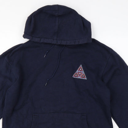 HUF Men’s Blue L Pullover Hoodie Graphic Logo Fleece