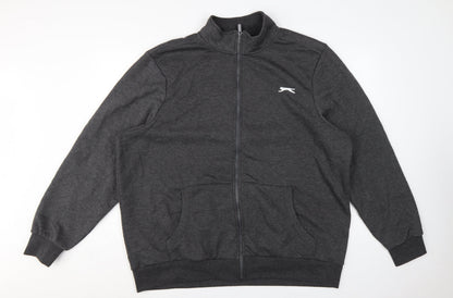 Slazenger Men’s Grey 2XL Full Zip Fleece Sweatshirt Sports Logo