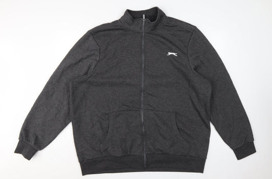 Slazenger Men’s Grey 2XL Full Zip Fleece Sweatshirt Sports Logo