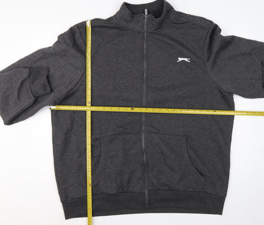 Slazenger Men’s Grey 2XL Full Zip Fleece Sweatshirt Sports Logo