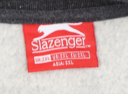 Slazenger Men’s Grey 2XL Full Zip Fleece Sweatshirt Sports Logo