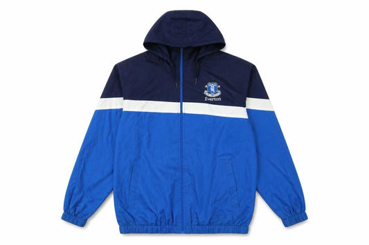Everton FC Mens Blue M Hooded Full Zip Football Windbreaker Jacket