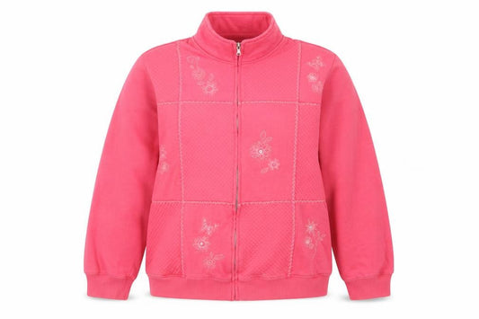 Alfred Dunner Women Pink UK 18 Petite Full Zip Floral Sweatshirt