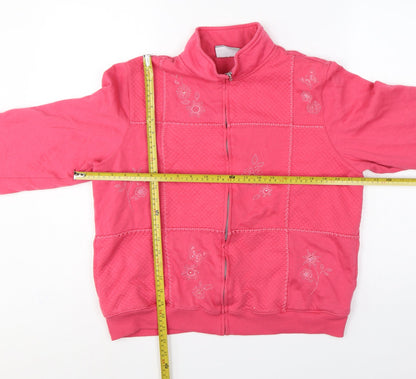 Alfred Dunner Women Pink UK 18 Petite Full Zip Floral Sweatshirt