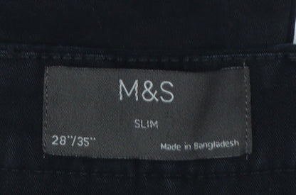 Marks and Spencer Men's Black 28/35 Slim Stretch Chino Trousers