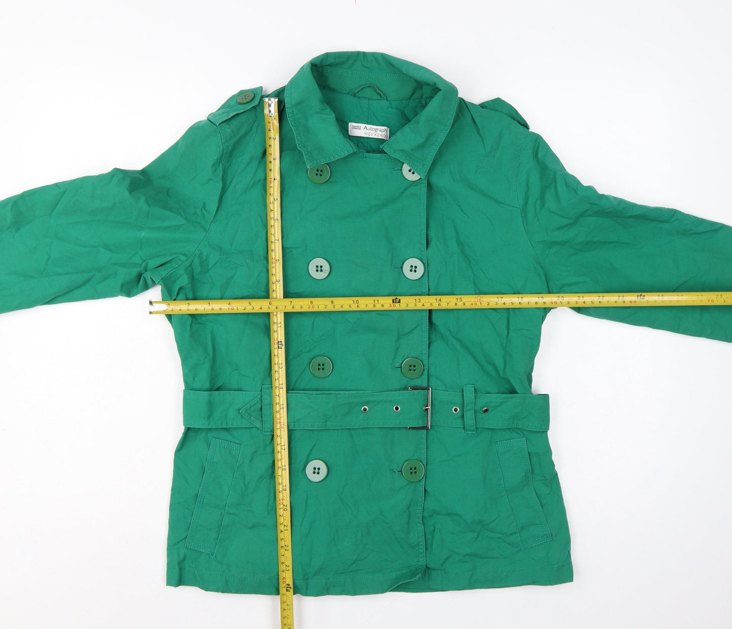 Marks & Spencer Women’s Green UK 14 Belted Cotton Linen Trench Jacket