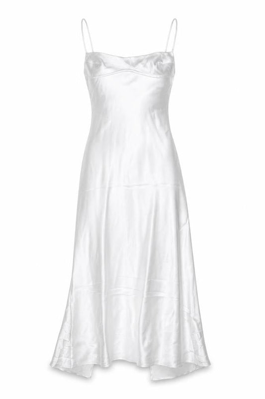 Zara Women White S Long Satin Halter Backless Slip Dress