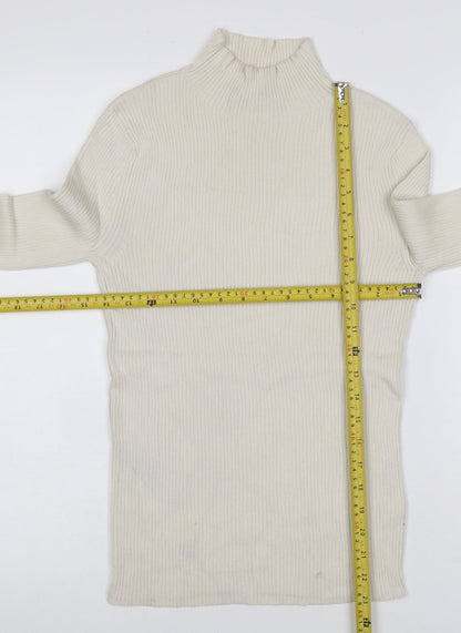 Marks and Spencer Women's Ivory Size 8 Ribbed Roll Neck Jumper