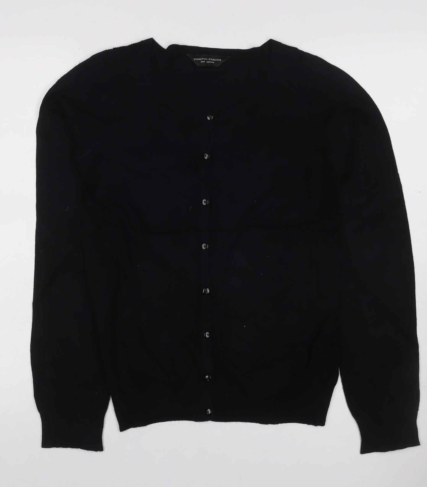 Dorothy Perkins Women Black UK 10 Button Knit Cardigan Long Sleeve