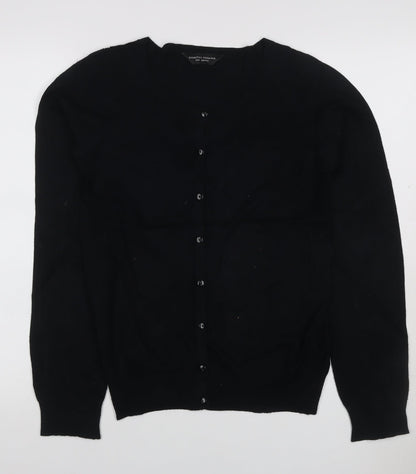 Dorothy Perkins Women Black UK 10 Button Knit Cardigan Long Sleeve