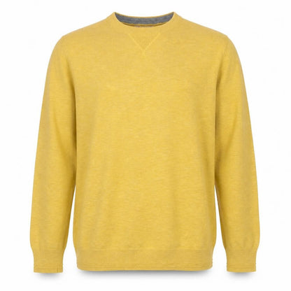 M&S Men Yellow M Cotton Crew Neck Lightweight Pullover Jumper