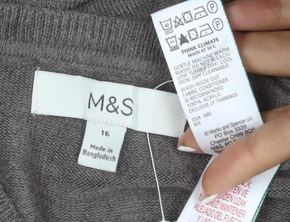 Marks and Spencer Womens Brown Size 16 Cashmere Crew Neck Jumper