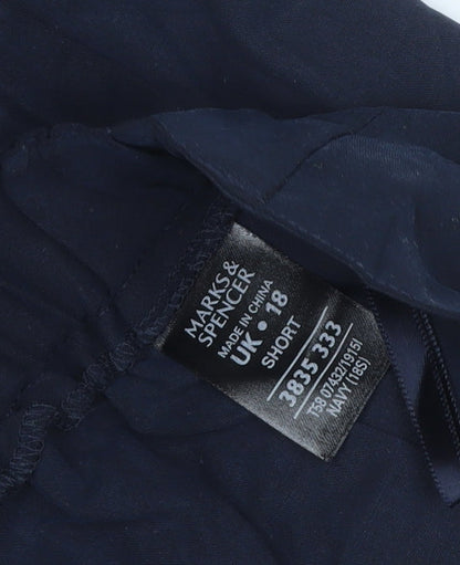 Marks and Spencer Women’s Navy UK 18 Short Wide-Leg Pull-On Trousers