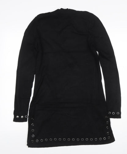 Star by Julien Macdonald Women Black UK 12 Bodycon Knit Eyelet Dress