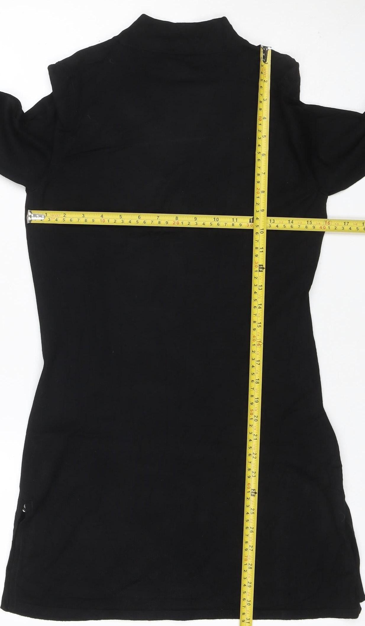 Star by Julien Macdonald Women Black UK 12 Bodycon Knit Eyelet Dress