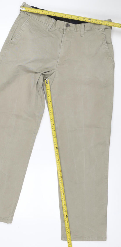 Marks & Spencer Men Beige 34/29 Regular Fit Stretch Chino Trousers