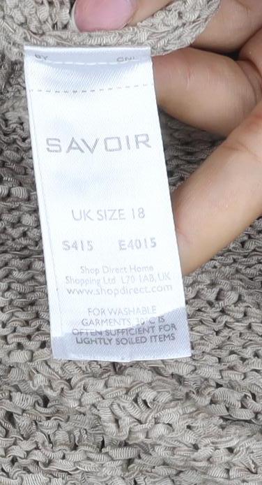 Savoir Women’s Beige UK 18 Textured Knit Crew Neck Pullover Jumper