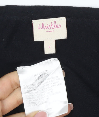 Whistles Women Black UK 10 Scoop Neck Cotton Blend Button Cuff Jumper