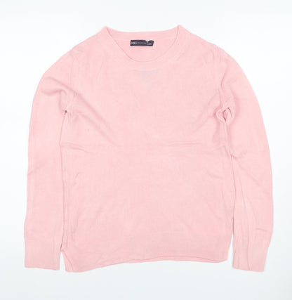 Marks and Spencer Women Pink Cashmere Crew Neck Jumper Size 8