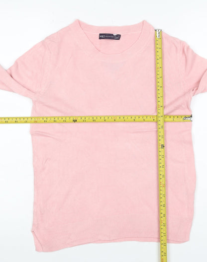 Marks and Spencer Women Pink Cashmere Crew Neck Jumper Size 8