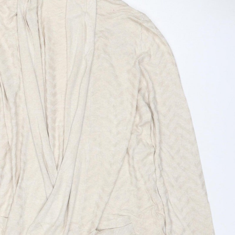 Laura Ashley Women’s Ivory UK 18 Open Knit Cardigan Pockets Long Sleeve