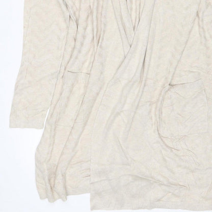 Laura Ashley Women’s Ivory UK 18 Open Knit Cardigan Pockets Long Sleeve