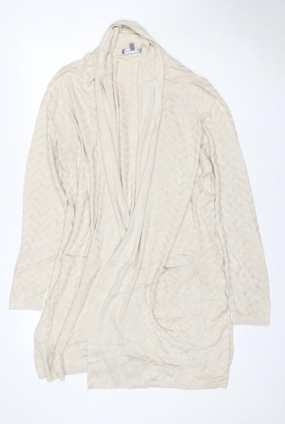 Laura Ashley Women’s Ivory UK 18 Open Knit Cardigan Pockets Long Sleeve