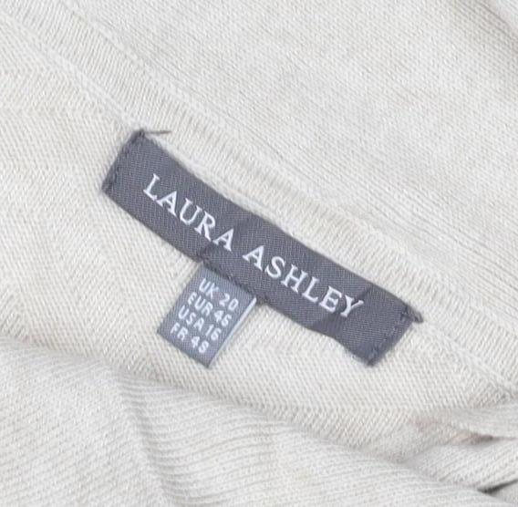 Laura Ashley Women’s Ivory UK 18 Open Knit Cardigan Pockets Long Sleeve