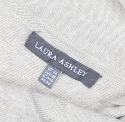 Laura Ashley Women’s Ivory UK 18 Open Knit Cardigan Pockets Long Sleeve
