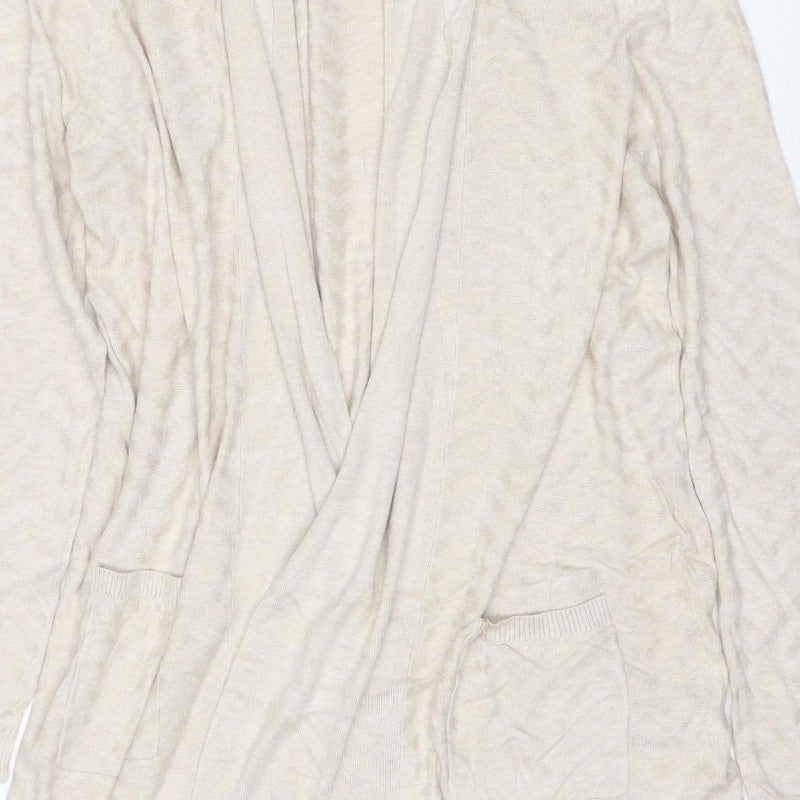 Laura Ashley Women’s Ivory UK 18 Open Knit Cardigan Pockets Long Sleeve