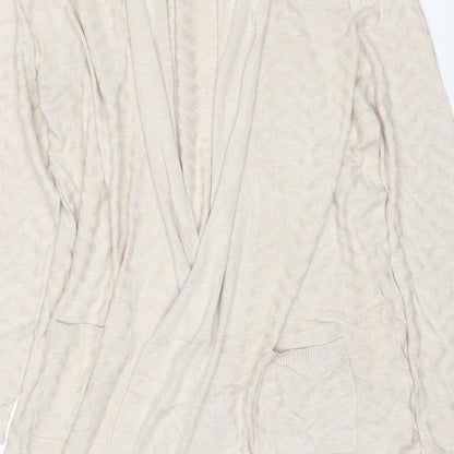 Laura Ashley Women’s Ivory UK 18 Open Knit Cardigan Pockets Long Sleeve